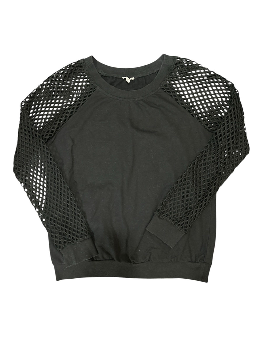 En Crème Black Mesh-Sleeve Women's Top sz M